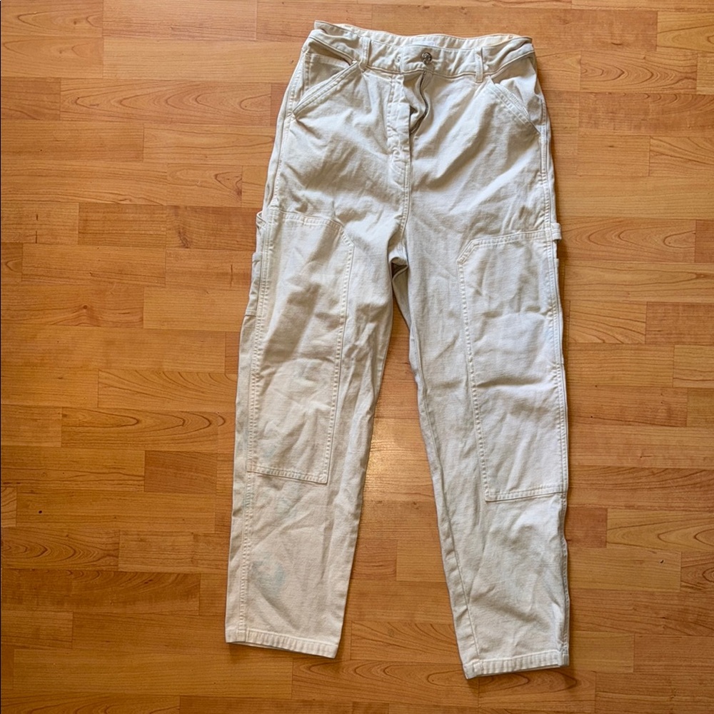 Wilfred Cream Straight Leg Pants with Adjustable Waistband